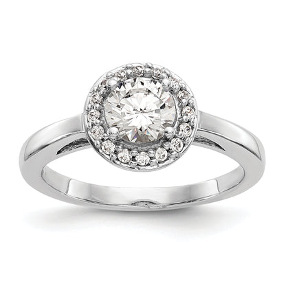 14K White Gold Halo (Holds 3/4 Carat (6.5mm) Round Center) 1/6 Diamond Semi Mount Engagement Ring