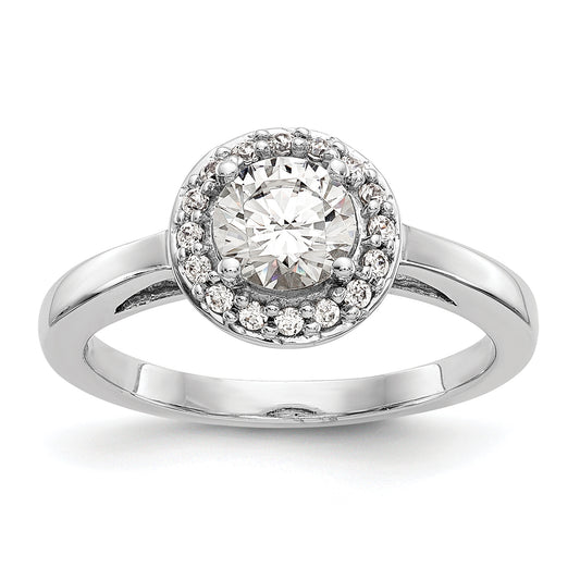 14K White Gold Halo (Holds 3/4 Carat (6.5mm) Round Center) 1/6 Diamond Semi Mount Engagement Ring