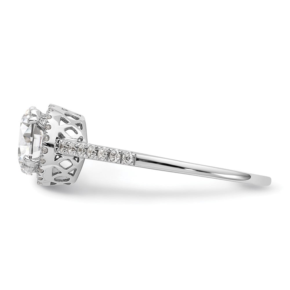 14K White Gold Round Simulated Diamond Halo Engagement Ring