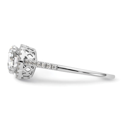 14K White Gold Round Simulated Diamond Halo Engagement Ring