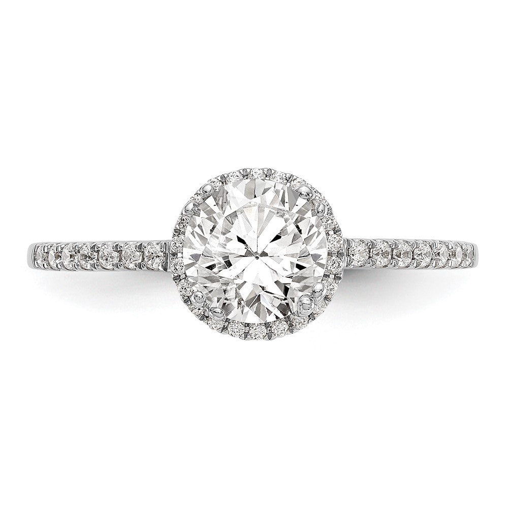 14K White Gold Round Simulated Diamond Halo Engagement Ring