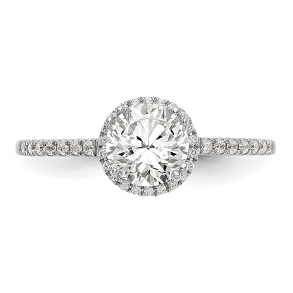 14K White Gold Round Simulated Diamond Halo Engagement Ring