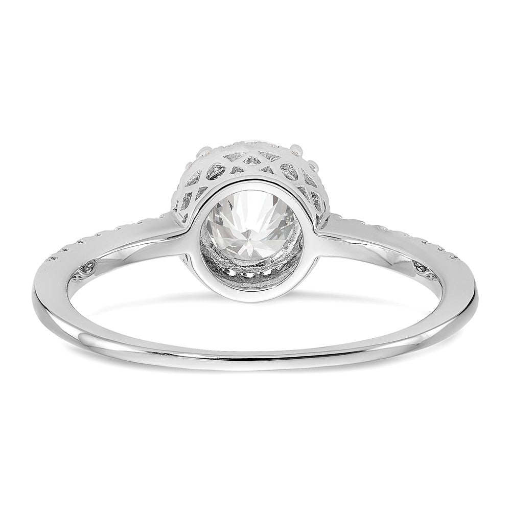 14K White Gold Round Simulated Diamond Halo Engagement Ring