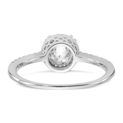 14K White Gold Round Simulated Diamond Halo Engagement Ring