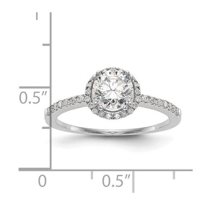14K White Gold Round Simulated Diamond Halo Engagement Ring