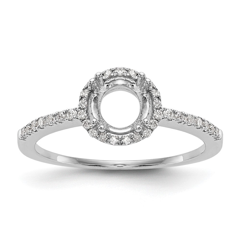 14K White Gold Round Simulated Diamond Halo Engagement Ring