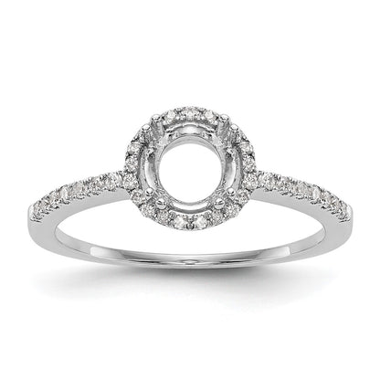 14K White Gold Round Simulated Diamond Halo Engagement Ring