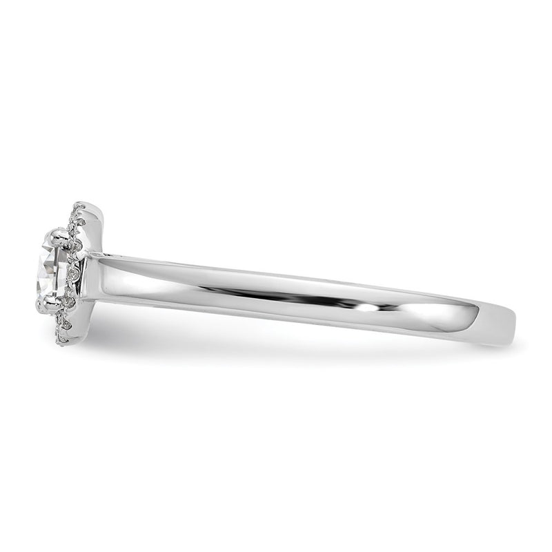 14K White Gold Round Simulated Diamond Halo Engagement Ring