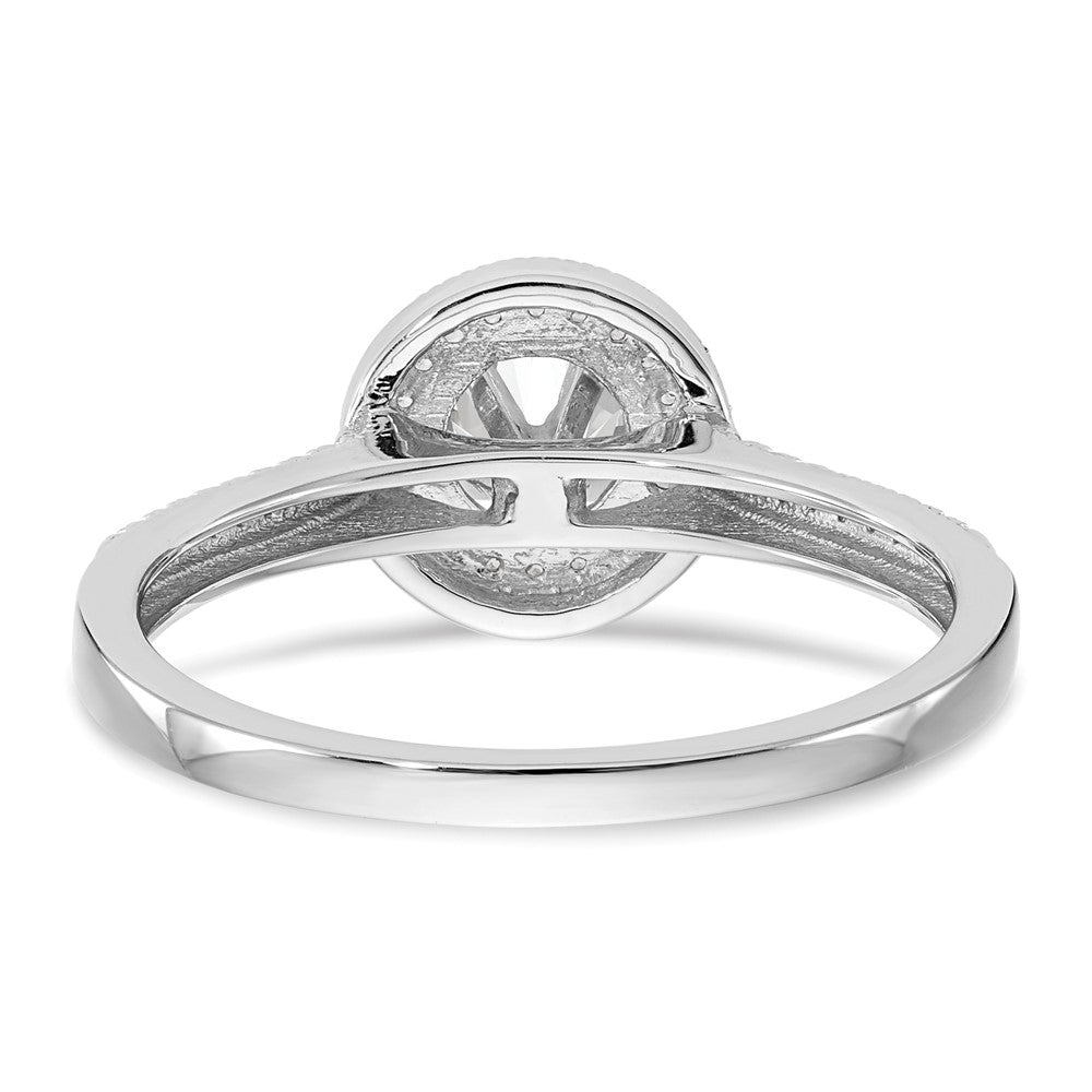 14K White Gold Round Simulated Diamond Halo Engagement Ring