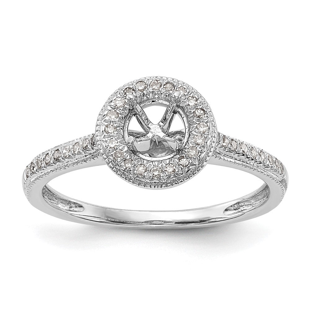 14K White Gold Round Simulated Diamond Halo Engagement Ring