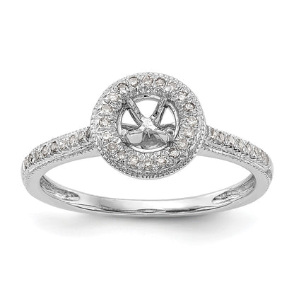14K White Gold Round Simulated Diamond Halo Engagement Ring
