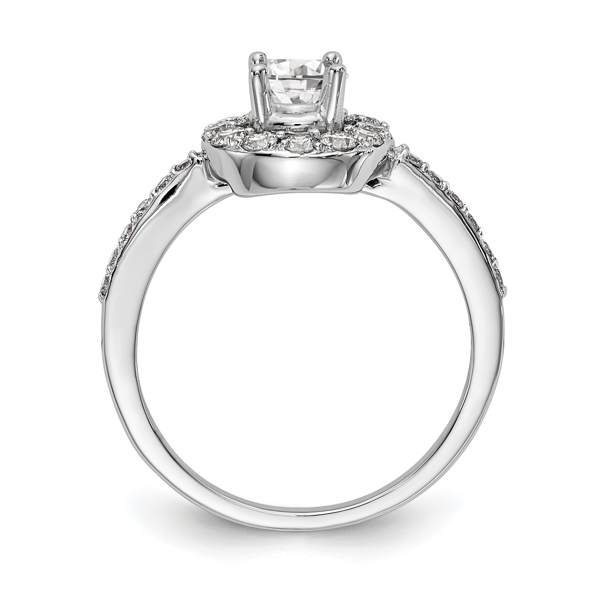 14K White Gold Round Simulated Diamond Halo Engagement Ring
