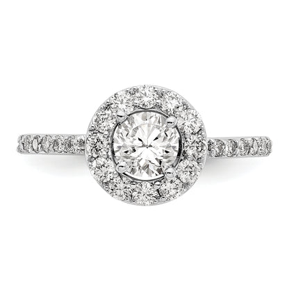 14K White Gold Round Simulated Diamond Halo Engagement Ring