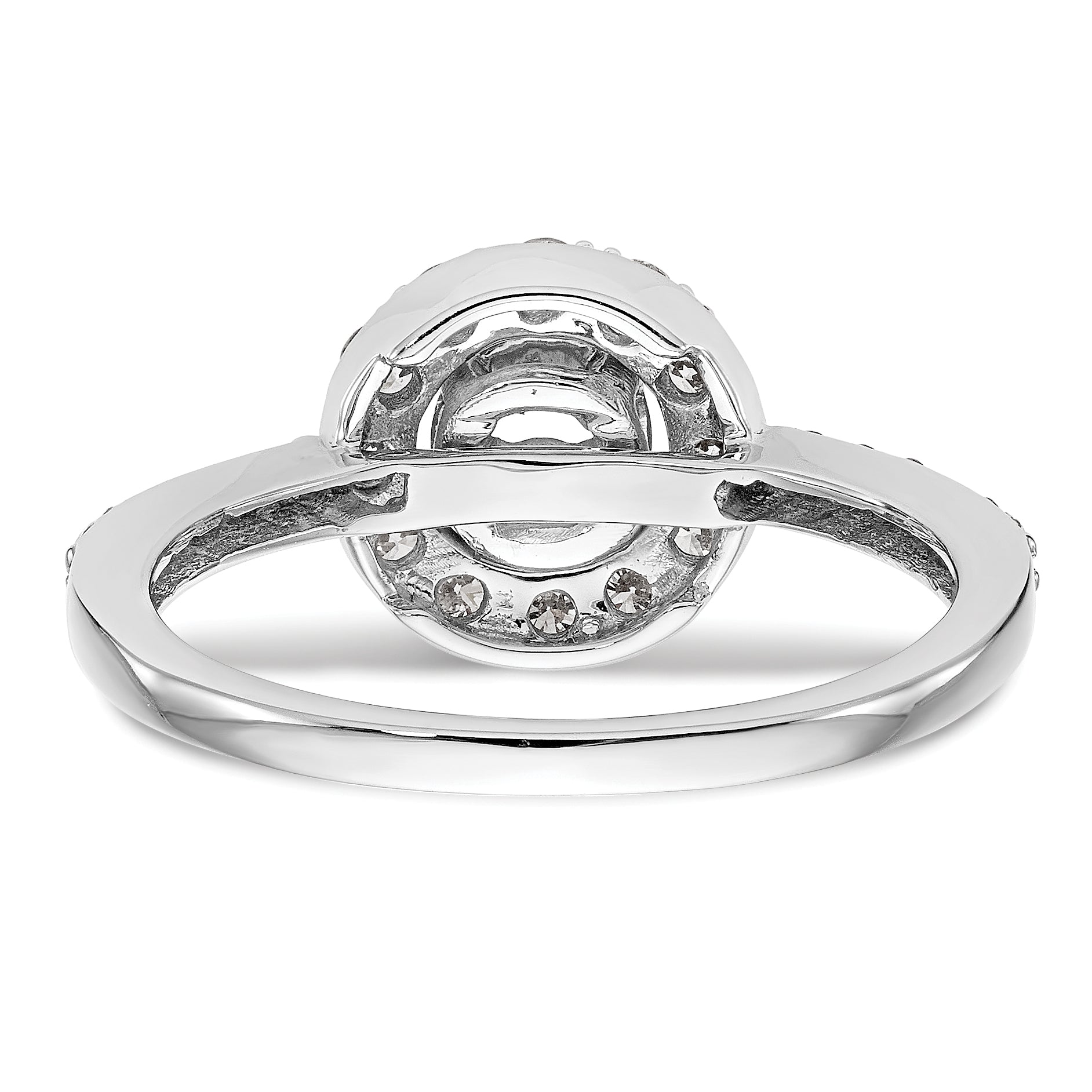 14K White Gold Round Simulated Diamond Halo Engagement Ring