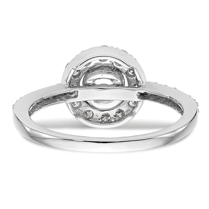 14K White Gold Round Simulated Diamond Halo Engagement Ring