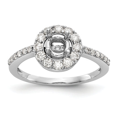 14K White Gold Round Simulated Diamond Halo Engagement Ring
