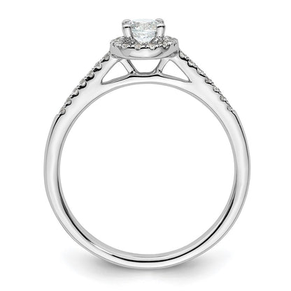 14K White Gold Round Simulated Diamond Halo Engagement Ring
