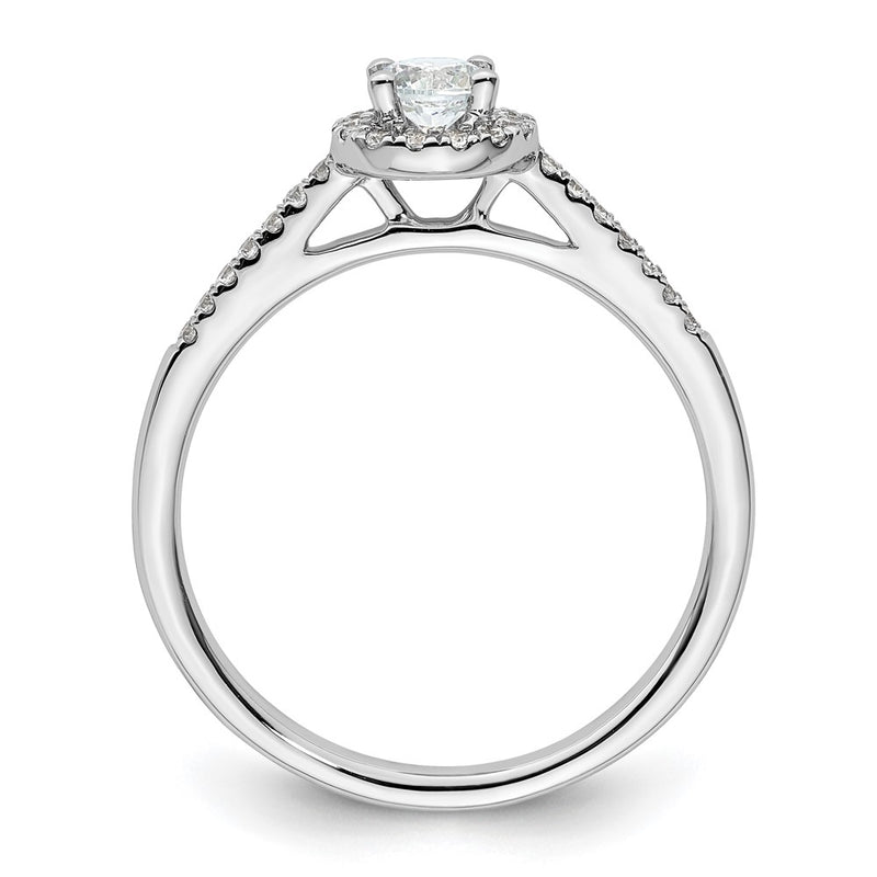 14K White Gold Round Simulated Diamond Halo Engagement Ring