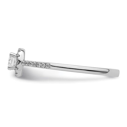14K White Gold Round Simulated Diamond Halo Engagement Ring