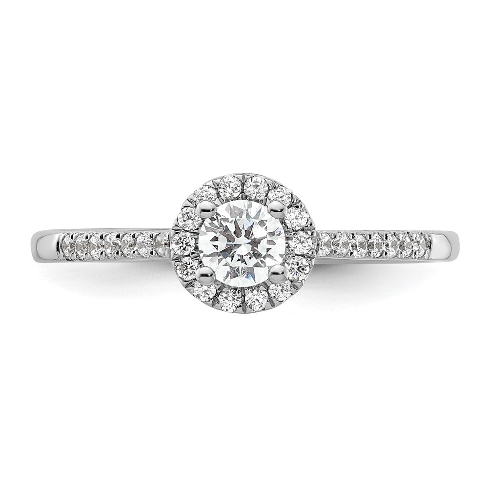 14K White Gold Round Simulated Diamond Halo Engagement Ring