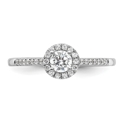14K White Gold Round Simulated Diamond Halo Engagement Ring