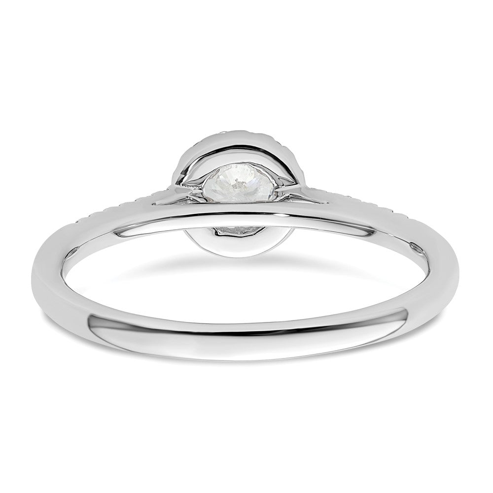 14K White Gold Round Simulated Diamond Halo Engagement Ring