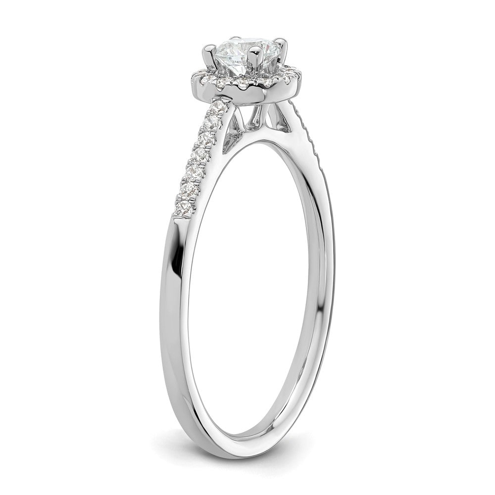 14K White Gold Round Simulated Diamond Halo Engagement Ring
