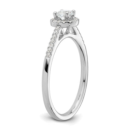 14K White Gold Round Simulated Diamond Halo Engagement Ring