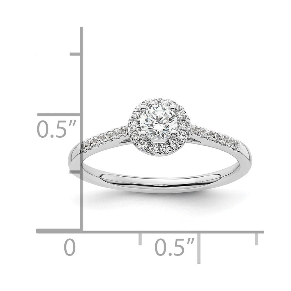 14K White Gold Round Simulated Diamond Halo Engagement Ring
