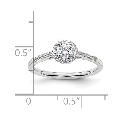 14K White Gold Round Simulated Diamond Halo Engagement Ring