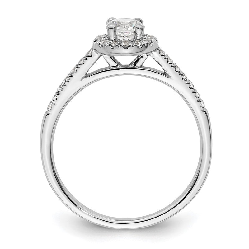 14K White Gold Round Simulated Diamond Halo Engagement Ring