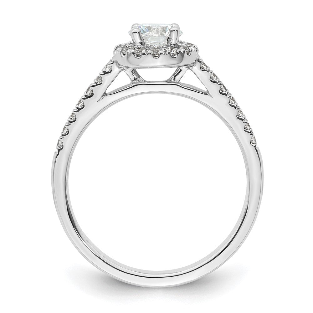14K White Gold Round Simulated Diamond Halo Engagement Ring