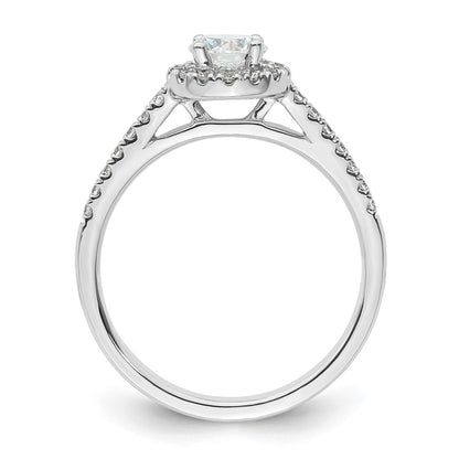 14K White Gold Round Simulated Diamond Halo Engagement Ring