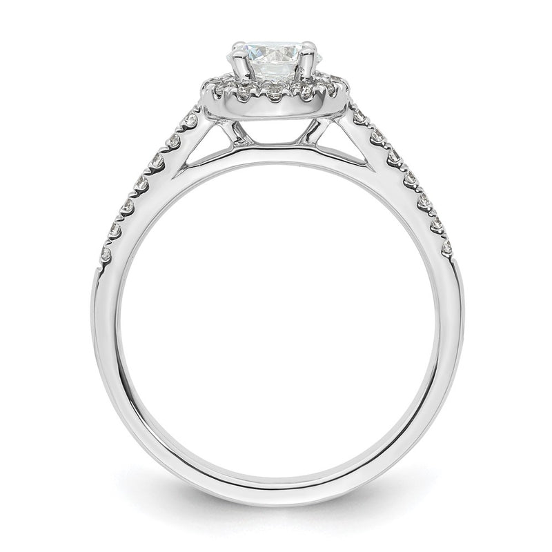 14K White Gold Round Simulated Diamond Halo Engagement Ring