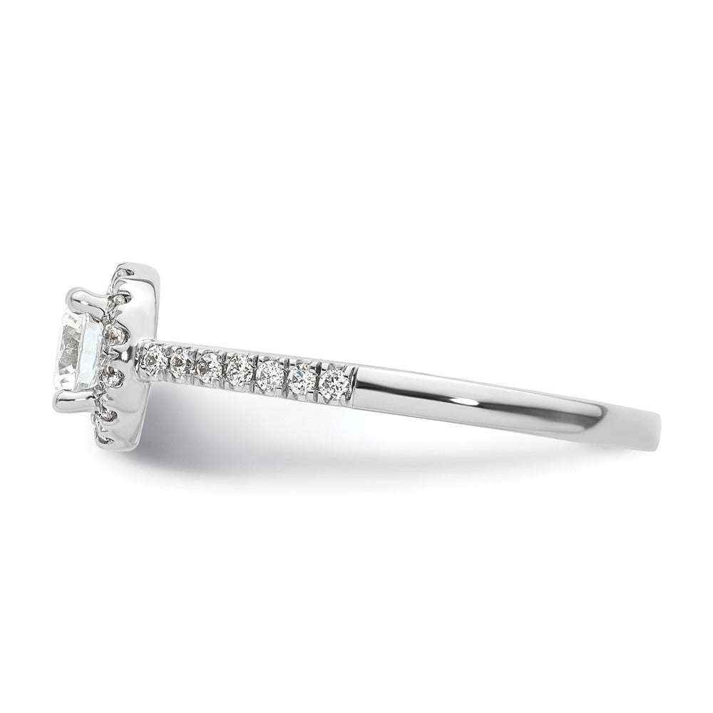 14K White Gold Round Simulated Diamond Halo Engagement Ring