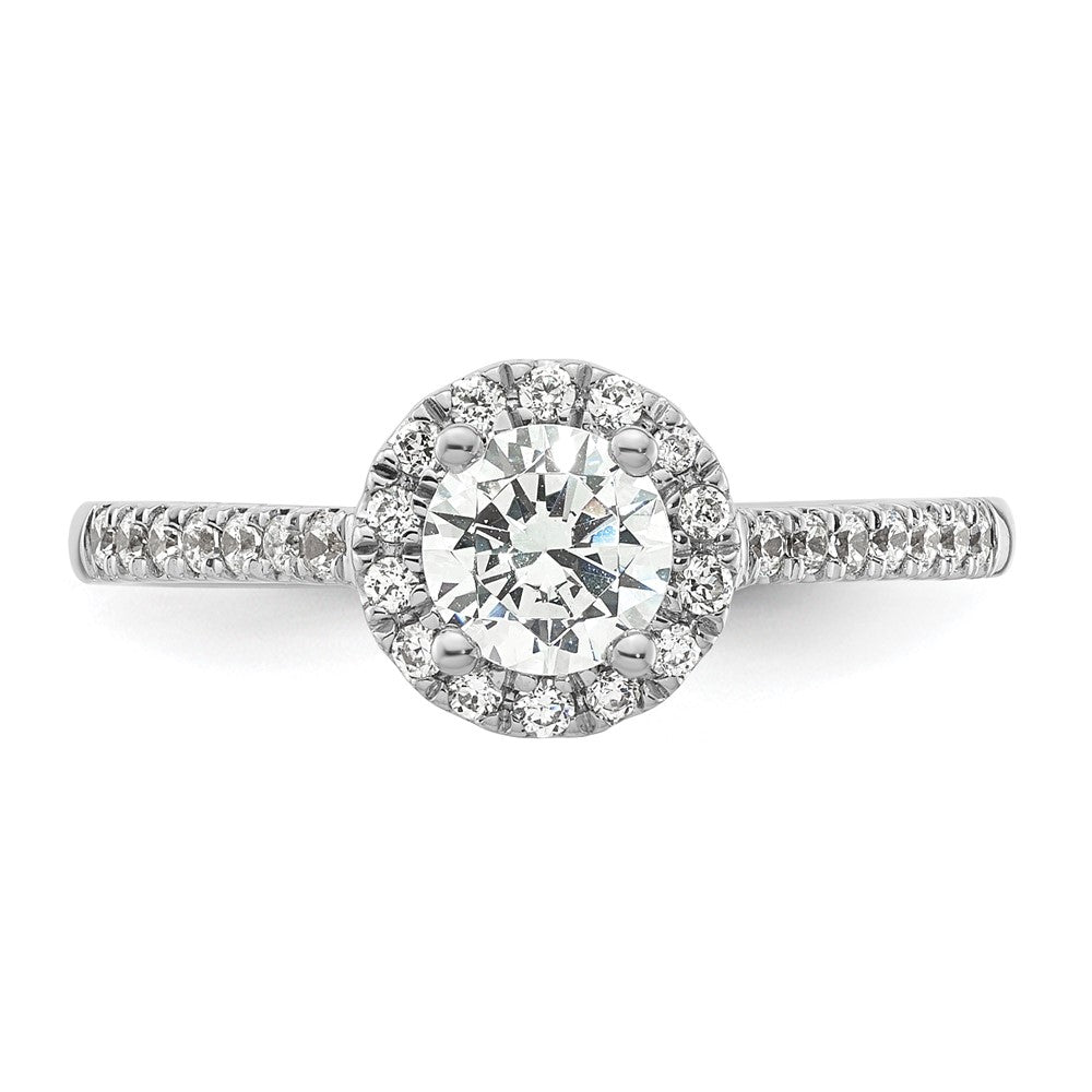 14K White Gold Round Simulated Diamond Halo Engagement Ring