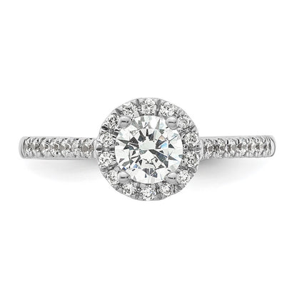 14K White Gold Round Simulated Diamond Halo Engagement Ring