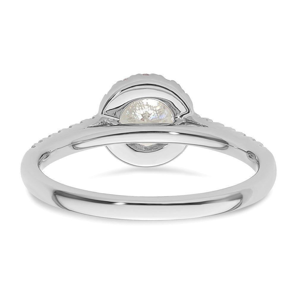 14K White Gold Round Simulated Diamond Halo Engagement Ring