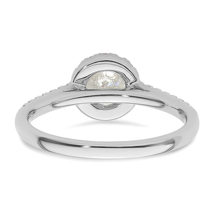 14K White Gold Round Simulated Diamond Halo Engagement Ring