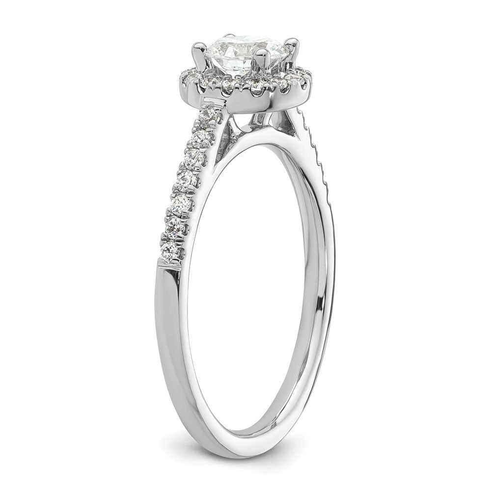 14K White Gold Round Simulated Diamond Halo Engagement Ring