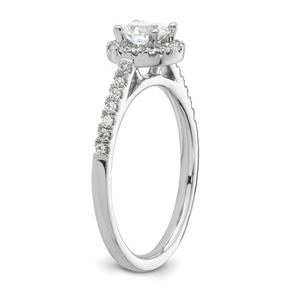 14K White Gold Round Simulated Diamond Halo Engagement Ring