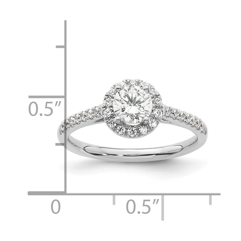 14K White Gold Round Simulated Diamond Halo Engagement Ring