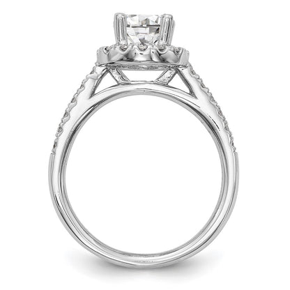 14K White Gold Round Simulated Diamond Halo Engagement Ring