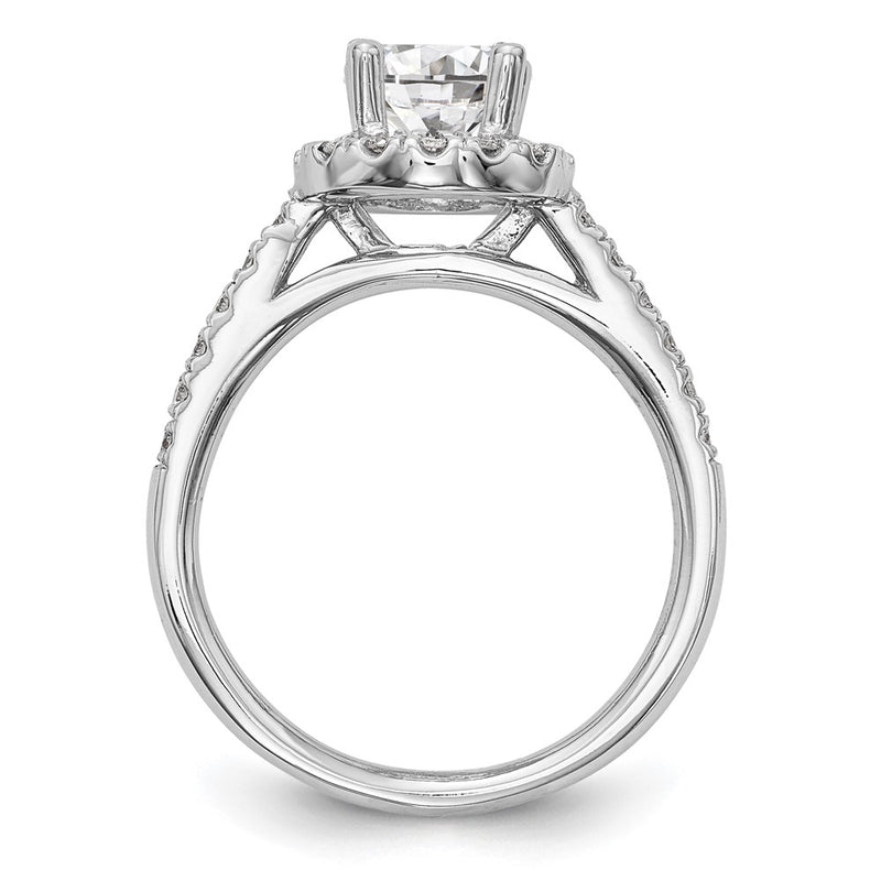 14K White Gold Round Simulated Diamond Halo Engagement Ring