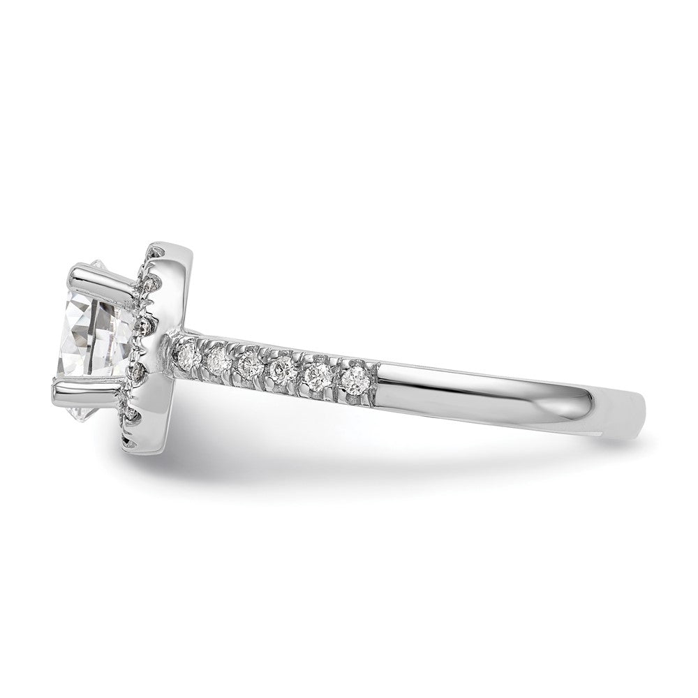 14K White Gold Round Simulated Diamond Halo Engagement Ring