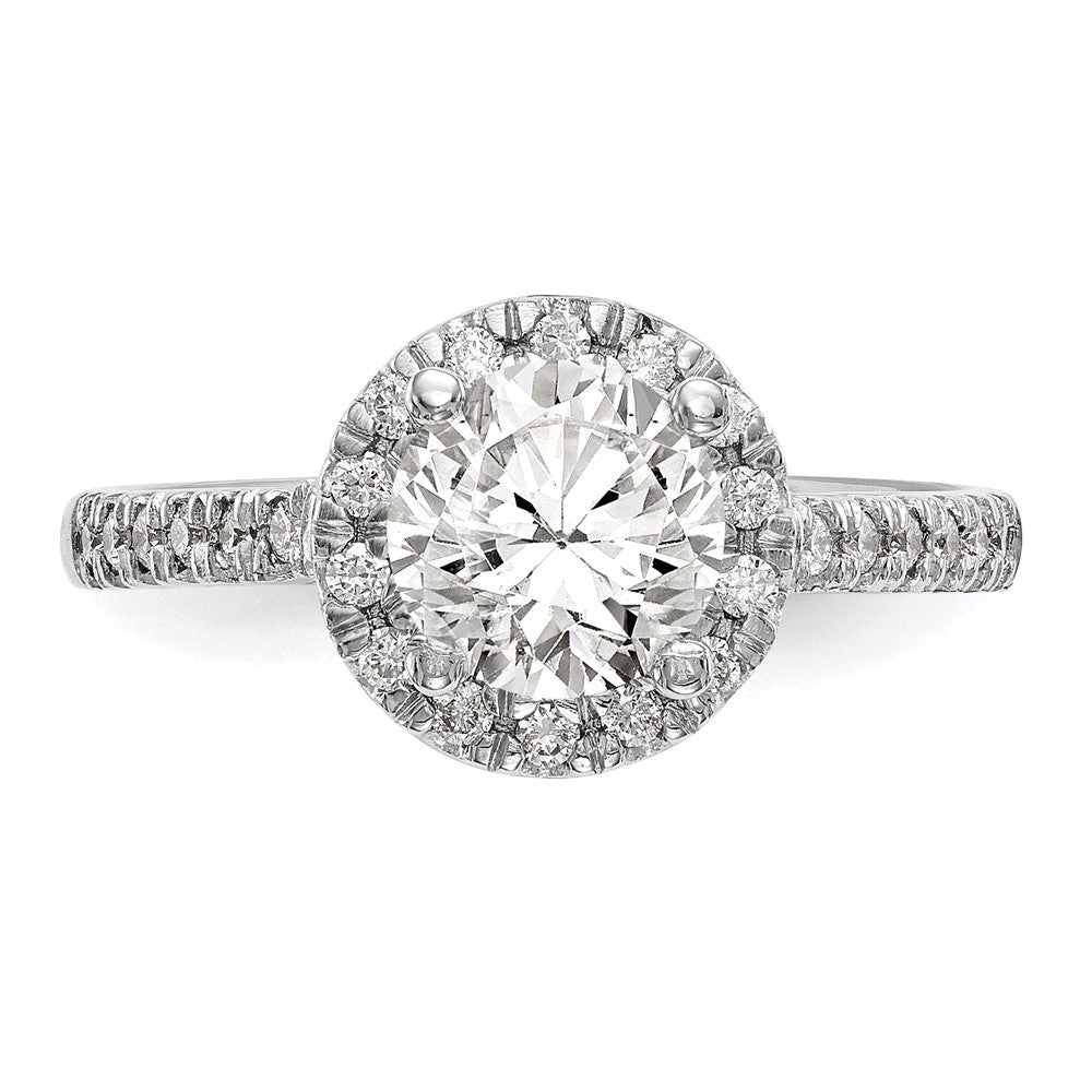 14K White Gold Round Simulated Diamond Halo Engagement Ring