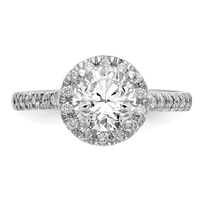 14K White Gold Round Simulated Diamond Halo Engagement Ring