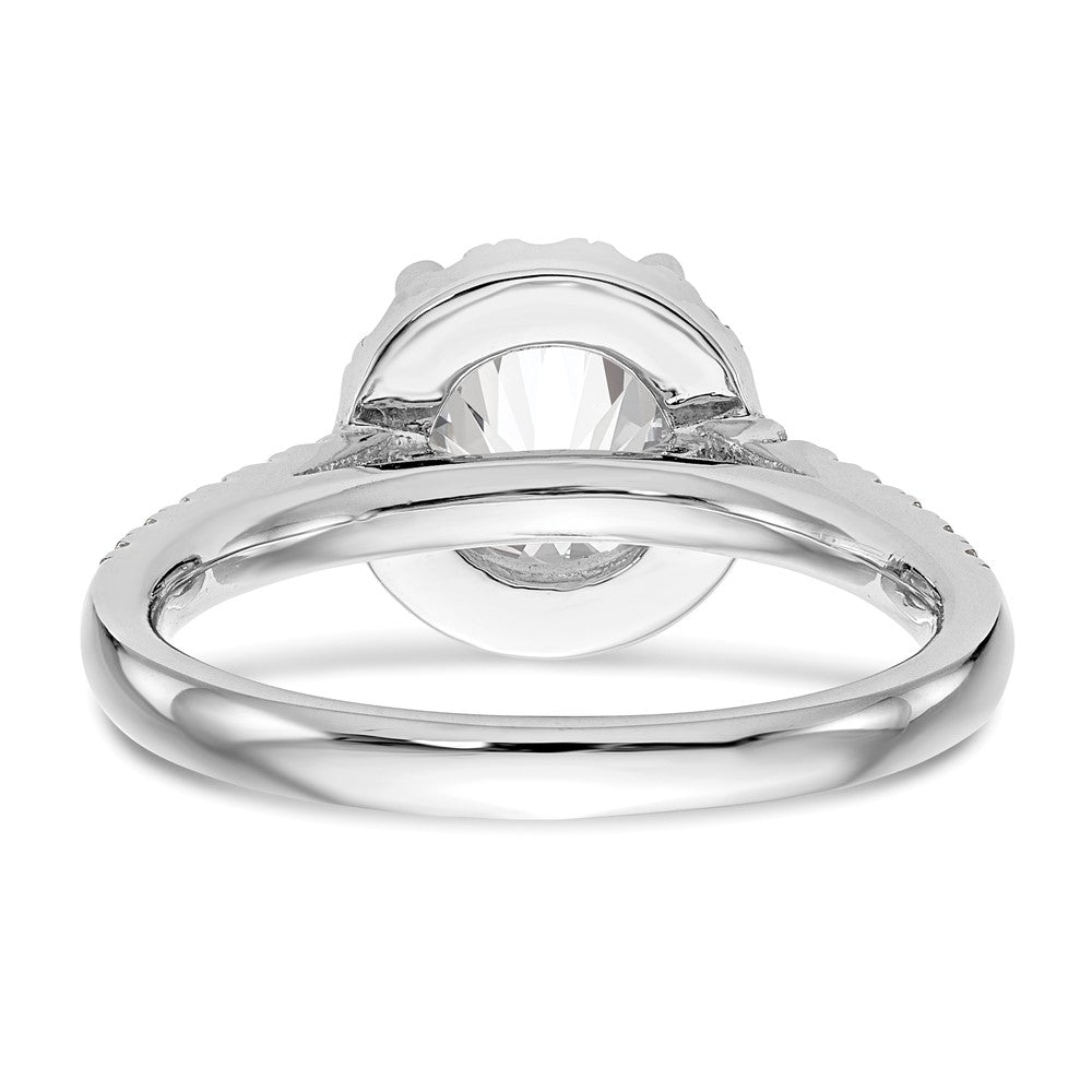 14K White Gold Round Simulated Diamond Halo Engagement Ring