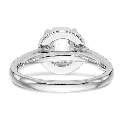 14K White Gold Round Simulated Diamond Halo Engagement Ring