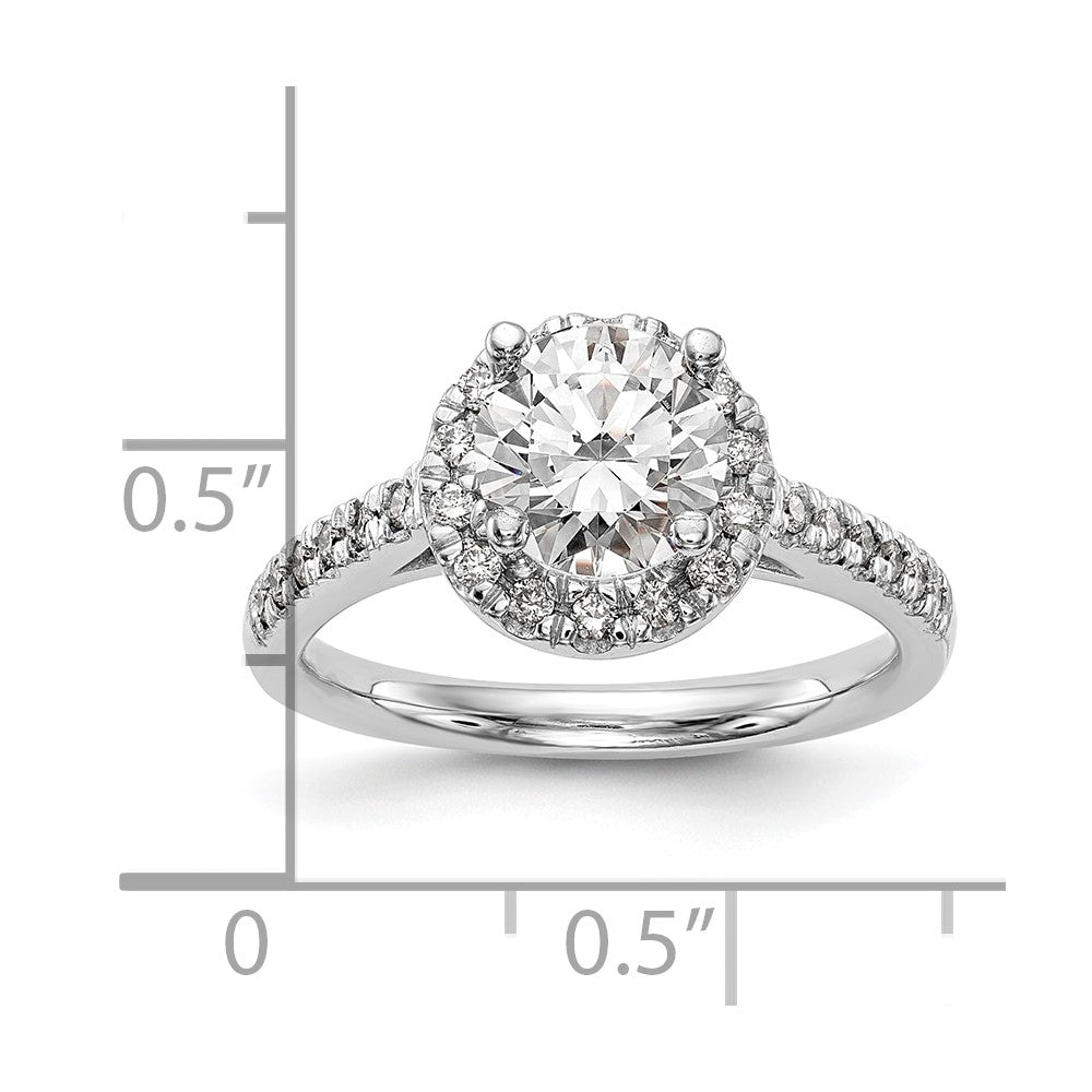 14K White Gold Round Simulated Diamond Halo Engagement Ring